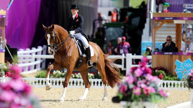 Laura Tomlinson (nee Bechtolsheimer) riding Mistral Højris at London 2012 Olympics