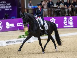 Lottie Fry and Everdale at the FEI Dressage World Cup Final in the grand prix test