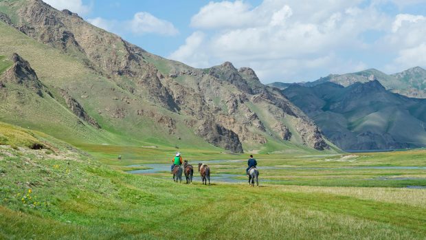 Riders on a riding holiday in Kyrgyzstan