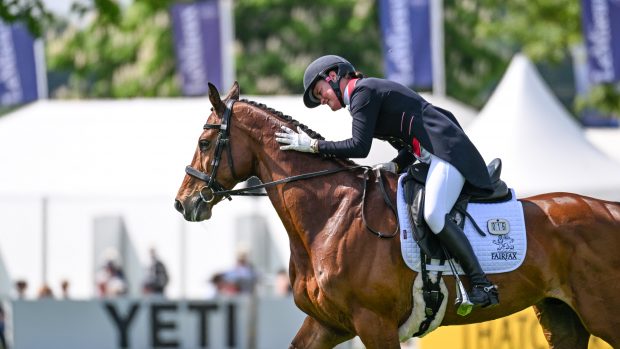Bubby Upton and Cola in Badminton horse trials dressage