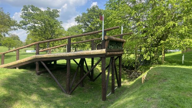 The broken bridge on the Badminton Horse Trials cross-country course 2024