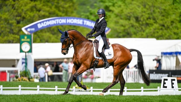 Lauren Innes riding Global Fision M during the dressage phase of the 2024 Mars Badminton Horse Trials.