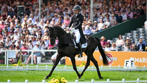 Tim Price riding Vitali in the Mars Badminton Horse Trials dressage phase