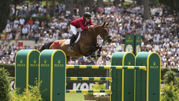Karl Cook and Caracole De La Roque on their way to Rolex grand prix victory in Rome, at the opening leg of the new Rolex Series.
