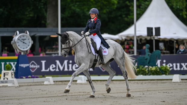 Laura Collett and Hester, pictured, are sitting at the top of the leaderboard overnight following the first day of Luhmühlen Horse Trials CCI5* dressage