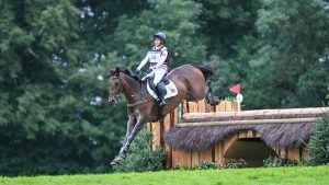 Ros Canter and Lordships Graffalo clear a cross-sountry jump at the 2023 Europeans.