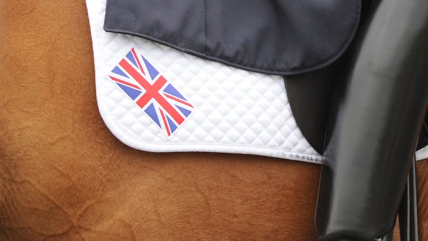 The union flag on a white saddle cloth