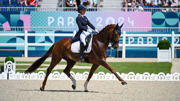 Patricia Ferrando and Honnaisseur SJ at the Paris Olympics.