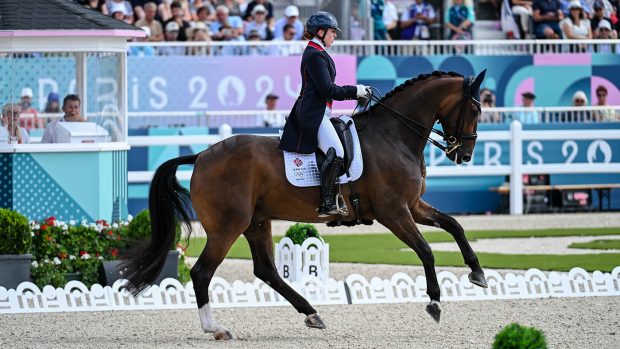 Becky Moody and Jagerbomb during their individual freestyle at the Paris Olympics