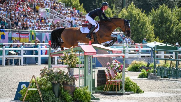 Pictured: Ben Maher and Dallas Vegas Batilly, who have got the European Showjumping Championships under way.