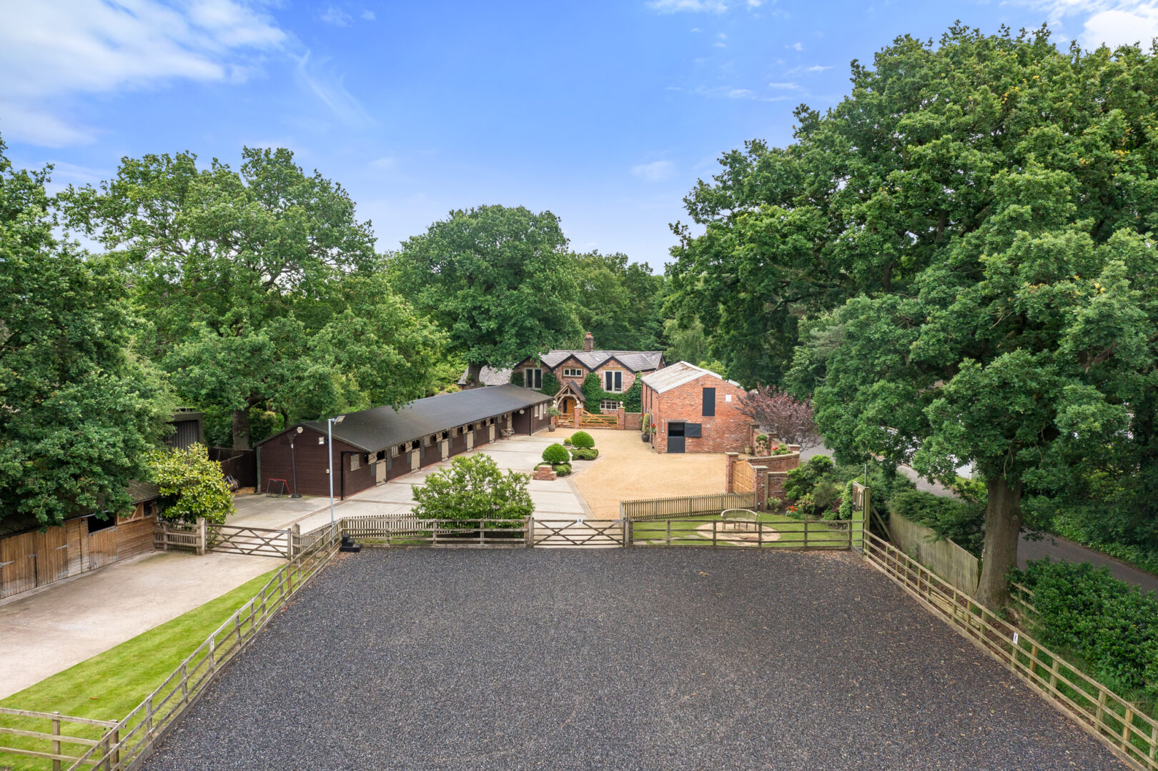 A lovely set-up complete with stables, arena and a beautiful home ...