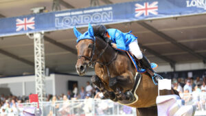 John Whitaker and Equine America Unick Du Francport in action at the LGCT of London.