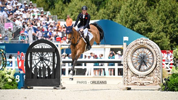 Scott Brash and Jefferson in action for Great Britain on day one of the Paris 2024 Olympic showjumping team competition.