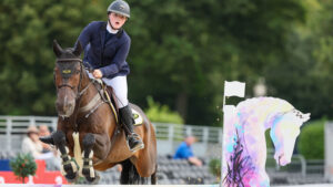 Annie Salthouse and Fame jumping at the London Longines Global Champions Tour