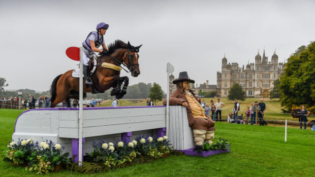 Emily King and Valmy Biats on the Burghley Horse Trials cross-country course for 2024.