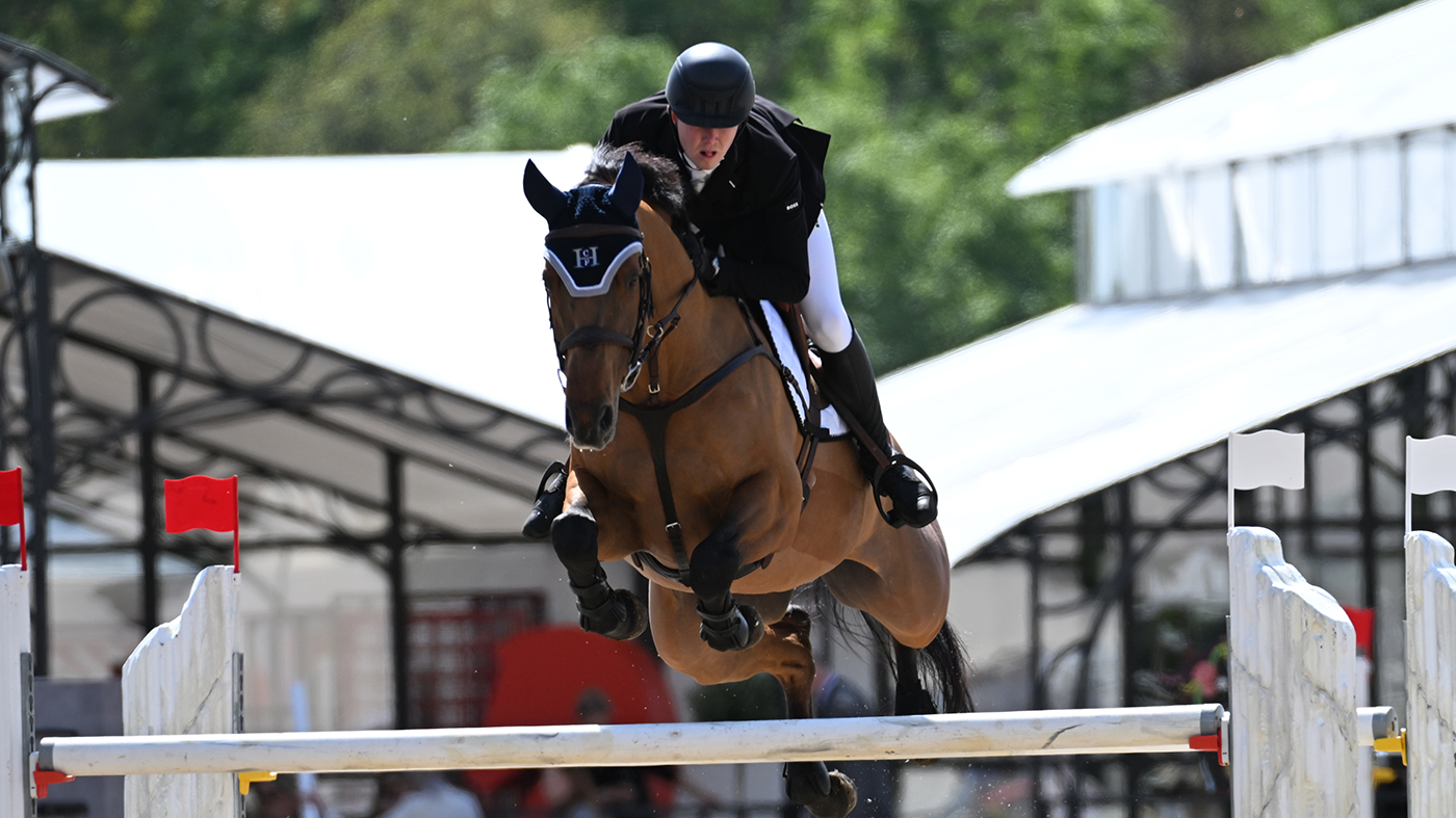Harry Charles riding Bandit at Royal Windsor Horse Show in 2024.