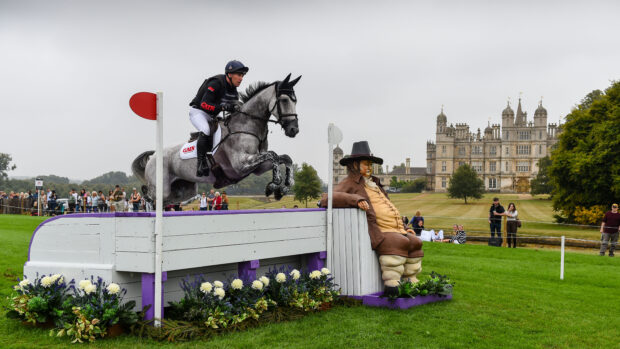 Burghley Horse Trials cross-country Oliver Oliver Townend and Cooley Rosalent on the Burghley Horse Trials cross-country course in 2024.