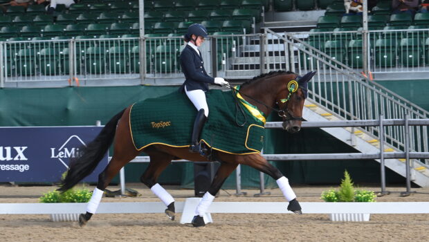 Bryony Goodwin and Dion win both the medium gold and advancd medium silver at the 2024 National Dressage Championships.