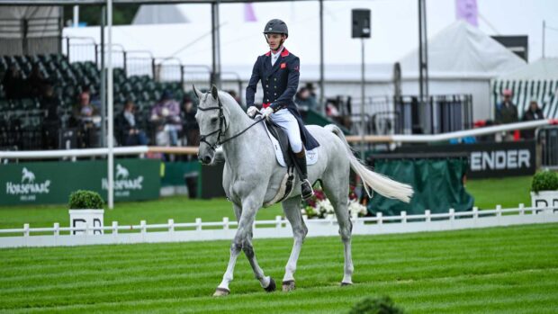 Tom Jackson riding CAPELS HOLLOW DRIFT for GBR in the Dressage stage of the Defender Burghley Horse Trials, held in the Deer Park of Burghley House in Stamford in Lincolnshire in the UK on the between the 4th - 8th September 2024