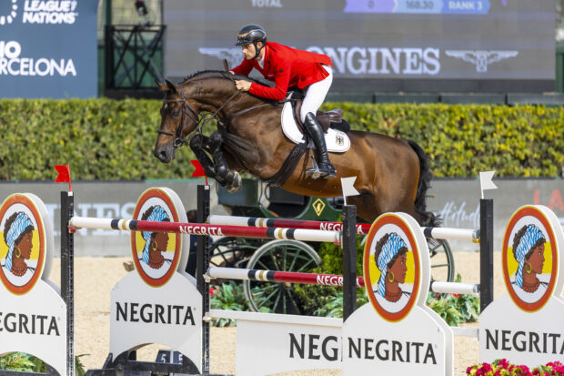 Richard Vogel of Germany riding United Touch S in the Longines League of Nations Final in Barcelona, Spain.