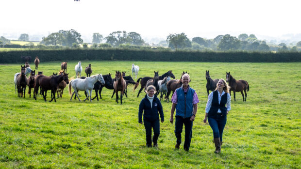 Sarah Wynn, of ADAS, Peter Hockenhull, and White Griffin’s Ruth Dancer, pictured at Shade Oak Stud.