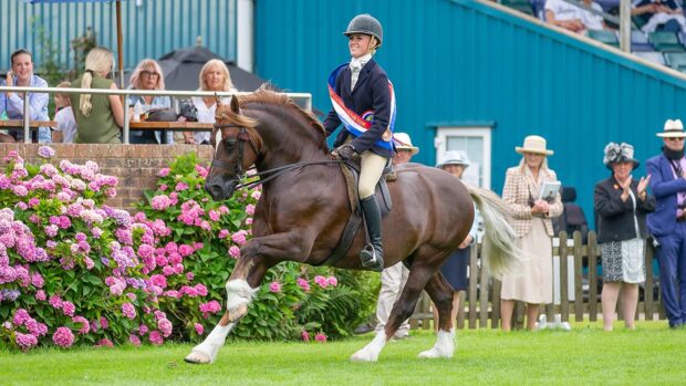 Kaitlyn Fairhurst and Thorneyside Royal Command score the RIHS M&M young riders supreme championship.