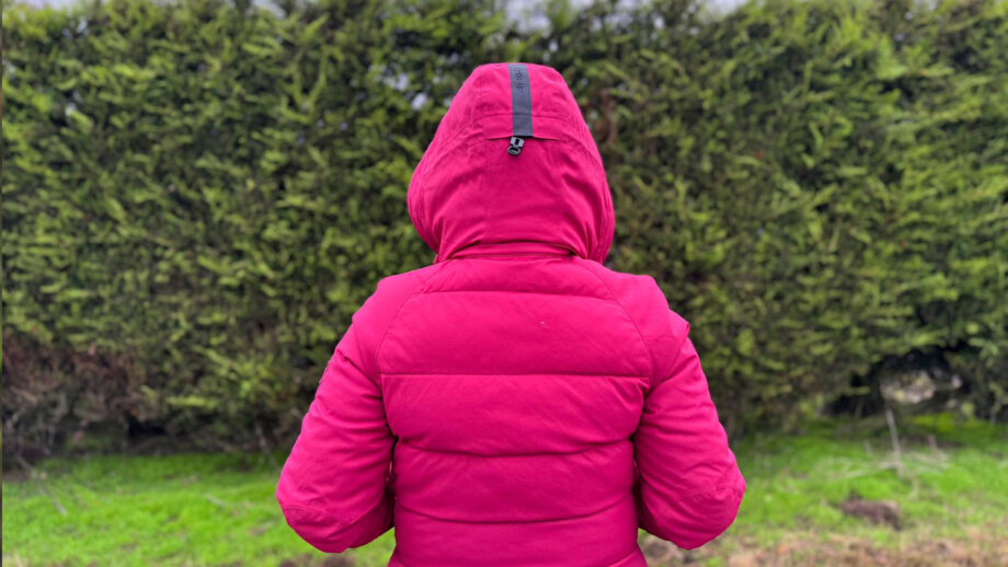 Pikeur Renee Rain Coat from rear, hood up