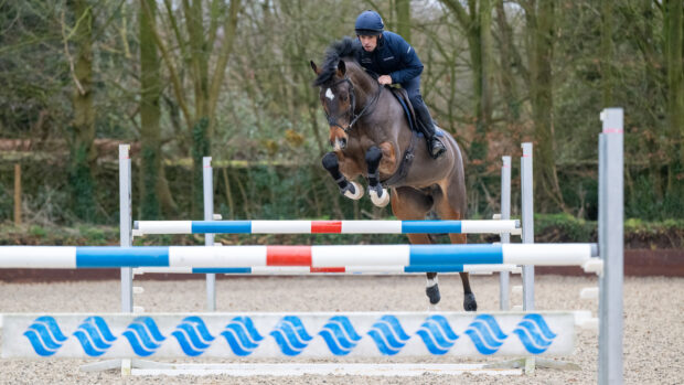 Harry Meade doing jumping training