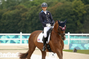 Pictured US para dressage rider Fiona Howard at the Paris Paralympics.