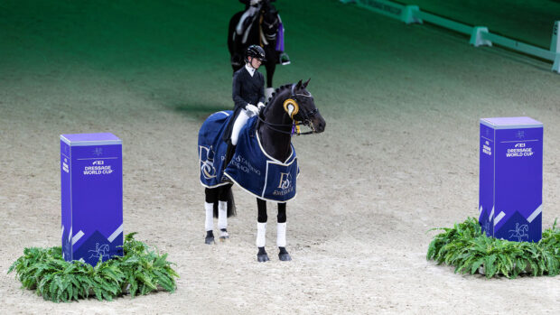 Lottie Fry and Glamourdale win the Dutch Masters dressage grand prix 2025.