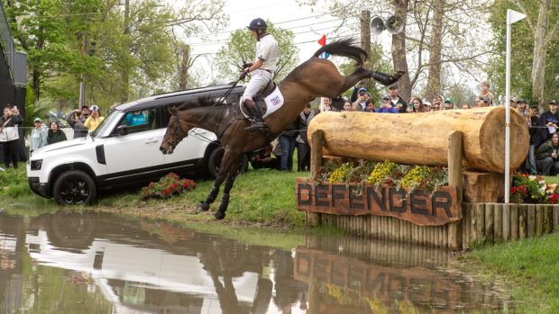 Harry Meade and Et Hop Du Matz on the Kentucky Three-Day Event cross-country course.