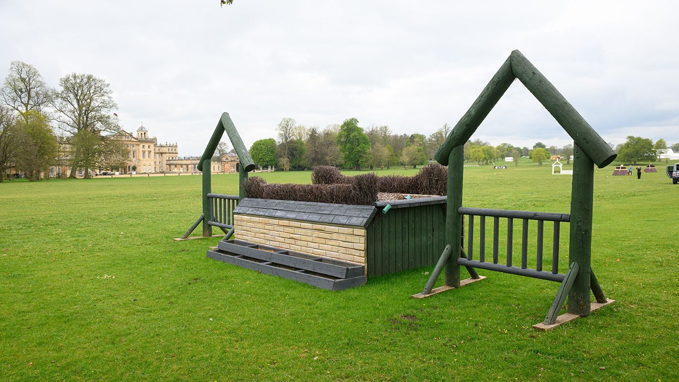 Fence 22 on the Badminton Horse Trials cross-country course: Wiltshire Brewers Brush