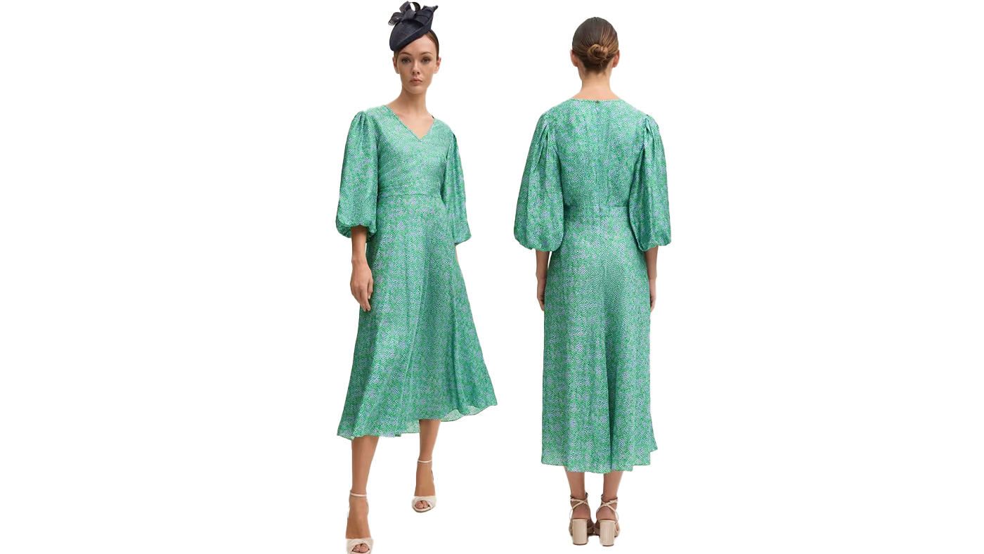 LK Bennett Lola Birch & Green Blossom Print Jacquard Dress