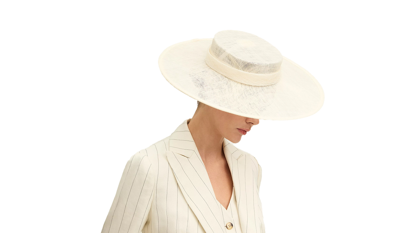 LK Bennett Lucy Cream Fabric Wide Brim Fascinator