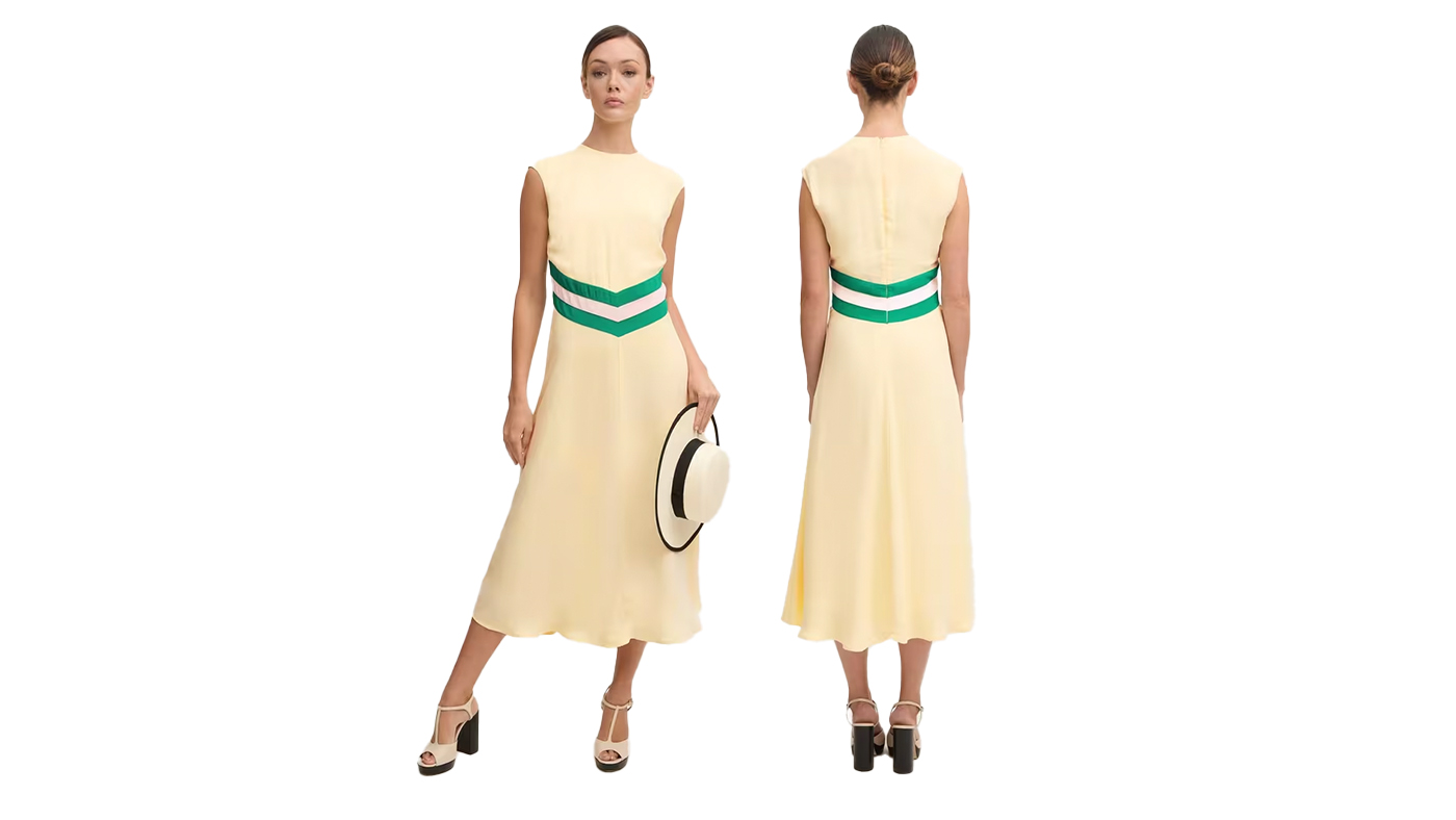 LK Bennett Rami Flan Multi Block Waist Crepe Dress