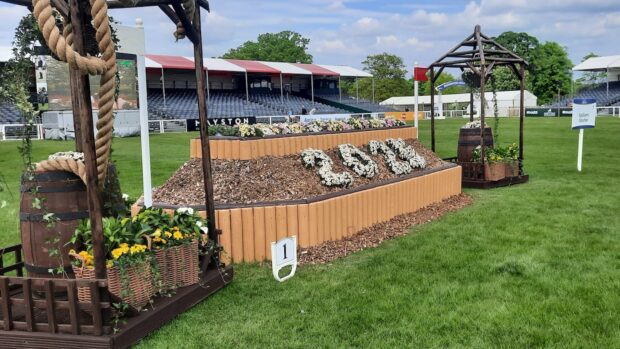 First fence on the Badminton horse trials cross-country course: times now out