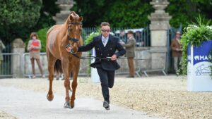 Ben Hobday and Shadow Man at the 2025 Badminton Horse Trials first trot-up