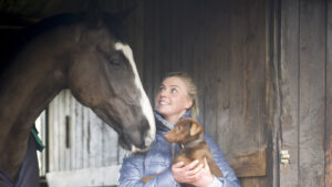 Georgie Campbell, pictured holding her adored dog Twig