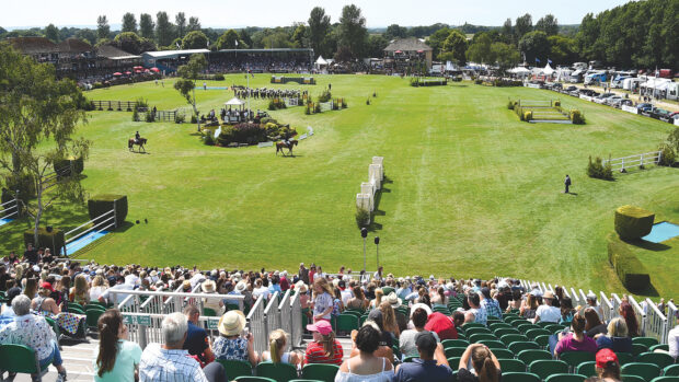 View of Hickstead taken from the top of spectator stands.