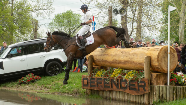 Pictured Harry Meade and Grafennacht during the Kentucky Three-Day Event cross-county phase in 2025. Harry features in the 2026 draw with three horses.