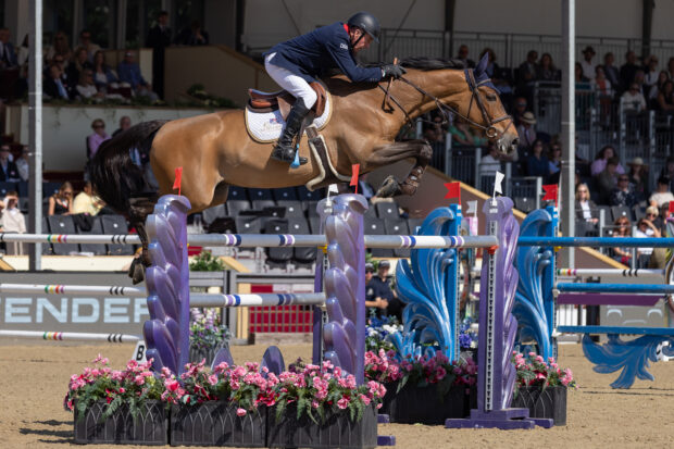 John Whitaker and Equine America Unick Du Francport, with a combined age of 86, soar into the runner-up spot in the CSI5* showjumping at Royal Windsor Horse Show.