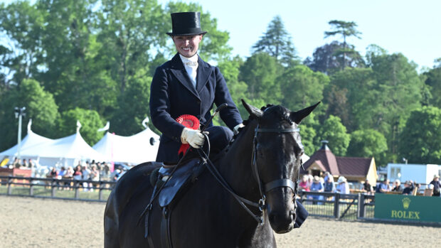 Beth Jacomb riding her own Triple Crown III to win the ladies’ hunter class at Royal Windsor Horse Show