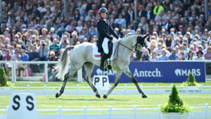 Oliver Townend and Cooley Rosalent lead the dressage at Badminton Horse Trials 2025.