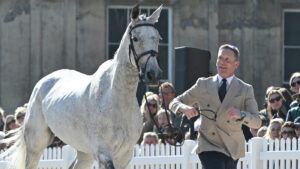 Oliver Townend and Cooley Rosalent at the Badminton Horse Trials final trot-up.