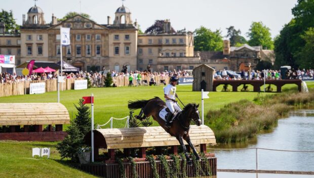 Harry Meade and Cavalier Crystal at Badminton 2025. His feeding routine plays a part in his horse's competitive success.