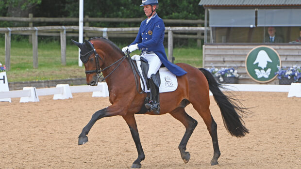 Carl Hester rides Fame at Wellington CDI 2025.