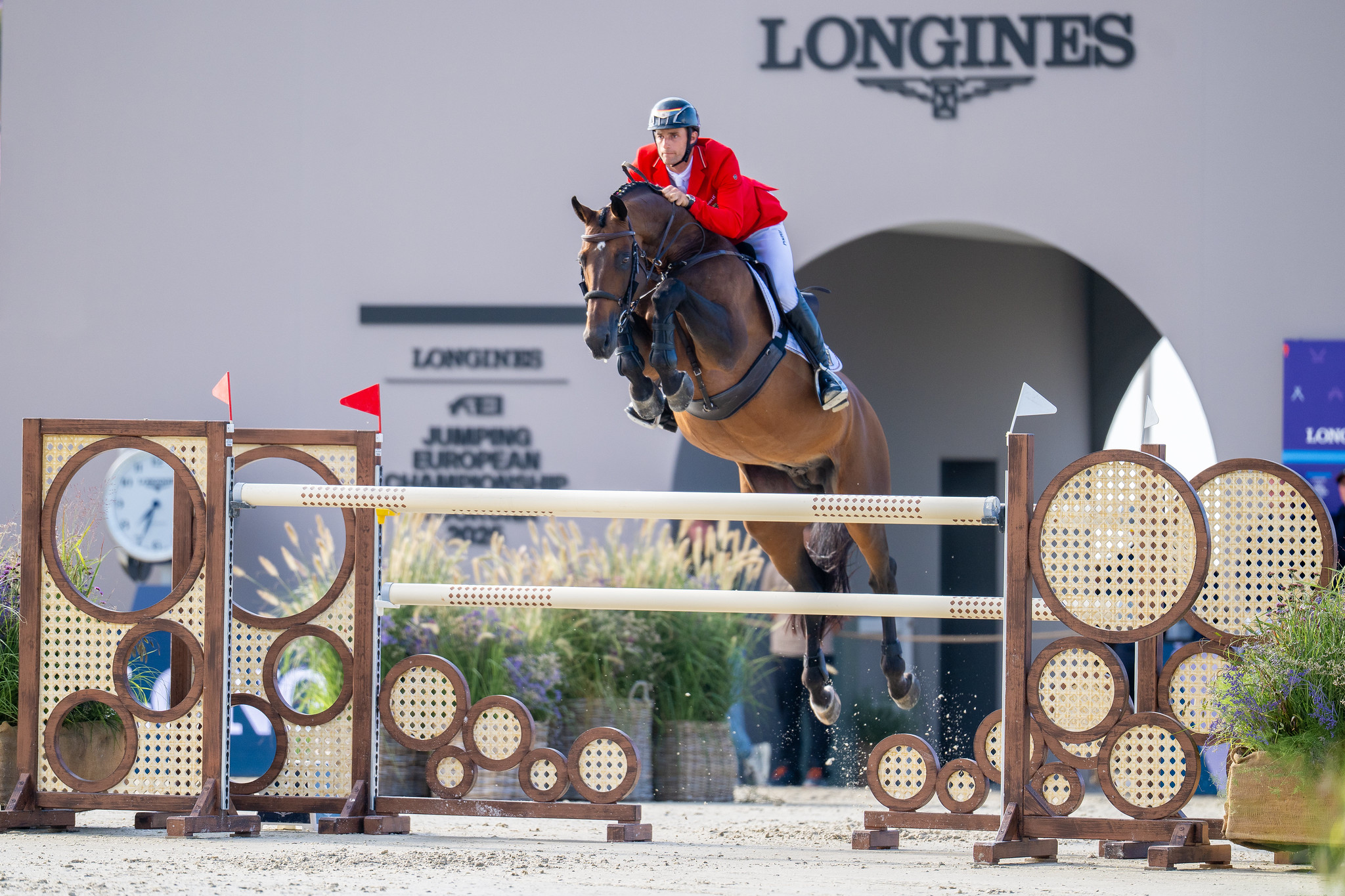 Richard Vogel and United Touch S in action at the Longines FEI European Showjumping Championships in Spain.
