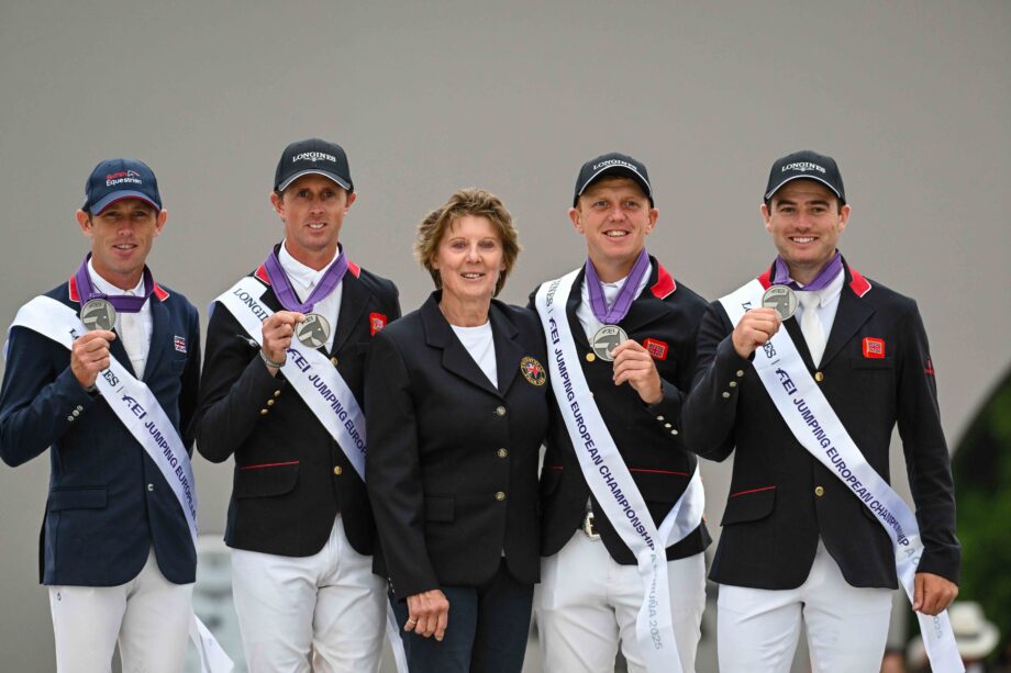 Great Britain wins silver at the European Showjumping Championships in Spain.
