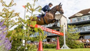 Mark Edwards and Royale Tale in the 2025 Hickstead speed Derby.