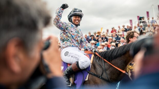 Khadijah Mellah, pictured after winning the Magnolia Cup, will return to Goodwood to ride as an amateur on Friday (22 August).